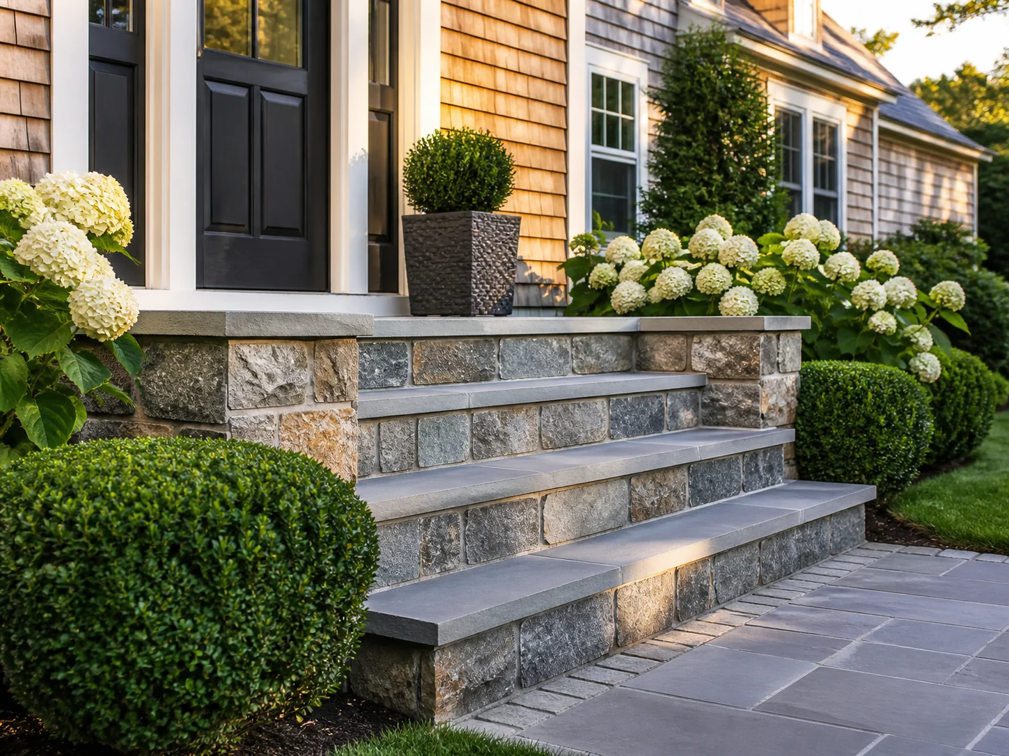 Finished stone entry steps in South Yarmouth