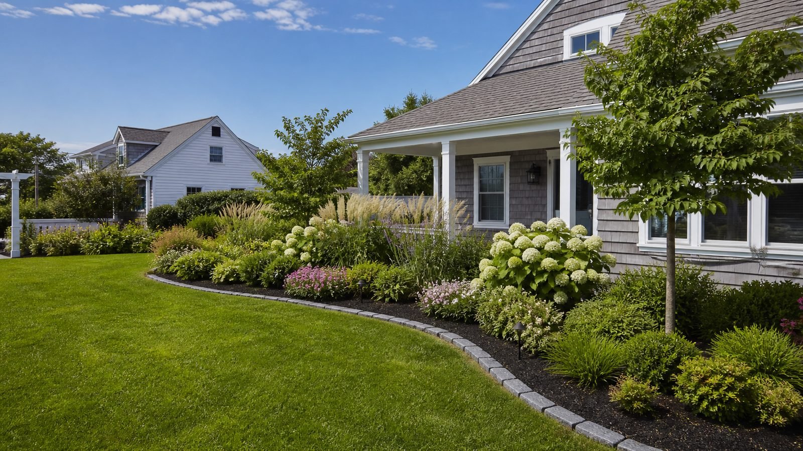 Completed landscape installation in South Yarmouth, MA
