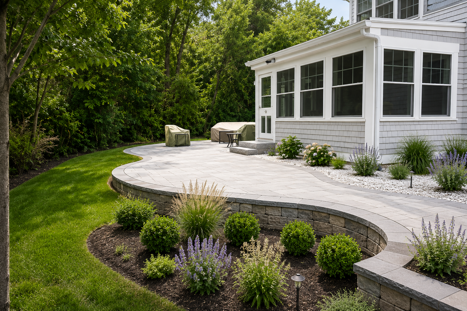 Completed masonry and landscaping project in South Yarmouth MA