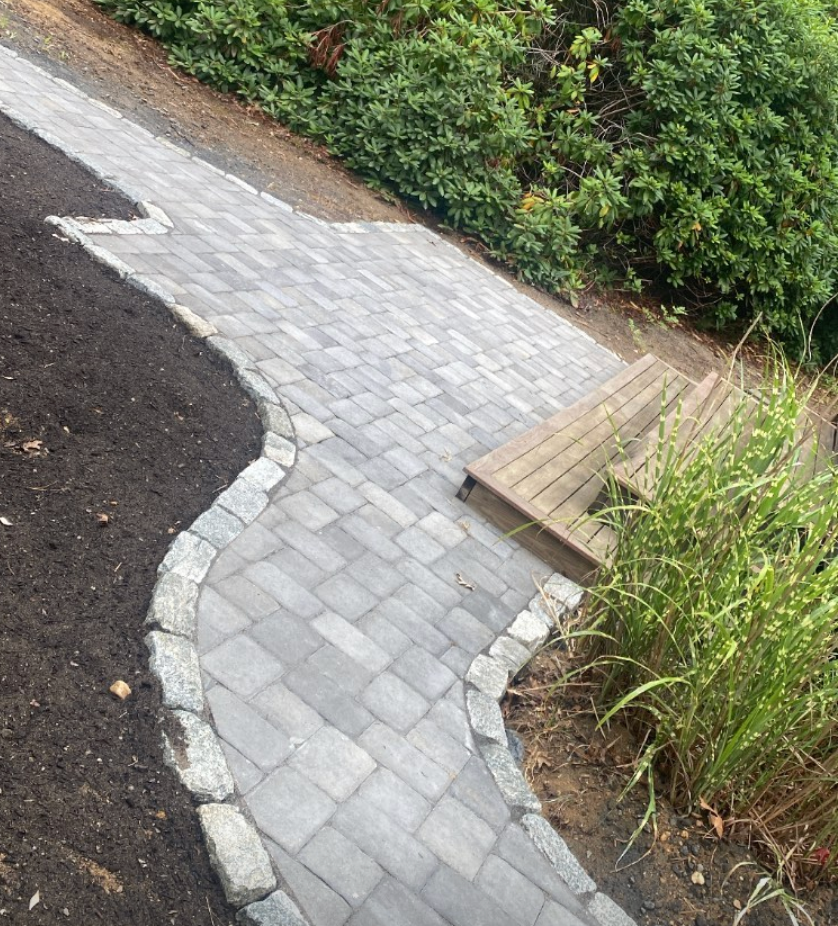 Paver walkway and stone masonry project by Moriah Masonry & Landscaping in South Yarmouth MA