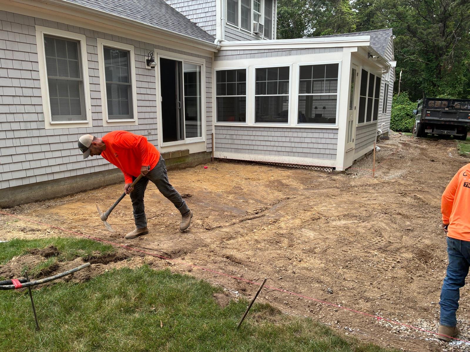 Site preparation for landscape and masonry installation in South Yarmouth MA